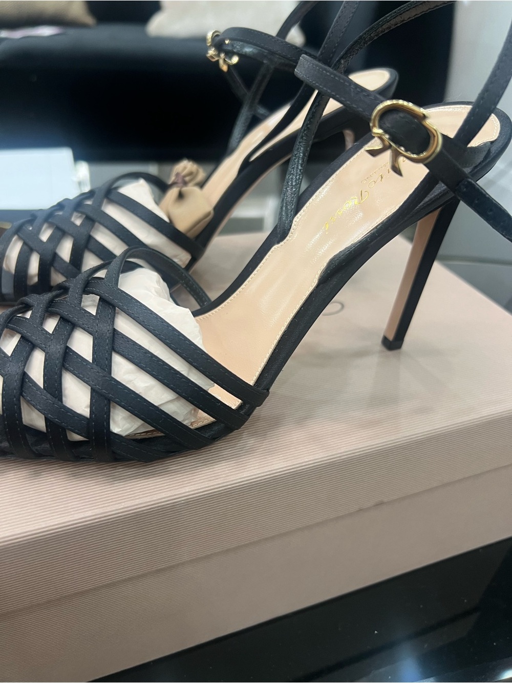 Gianvito Rossi Black Strappy High Heel Sandals